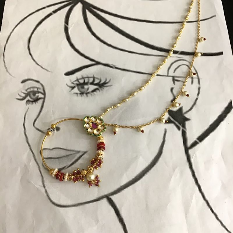 Traditional Kundan Ruby Nath - Dazzles Jewellery