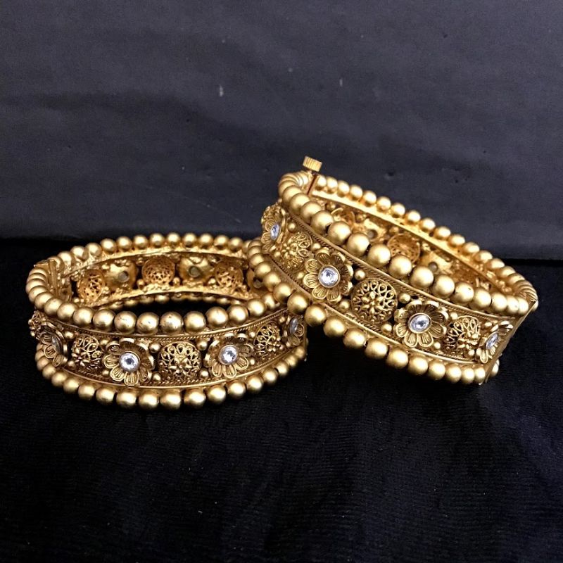 Antique Gold Finish Bangles 13003-9677 - Dazzles Jewellery