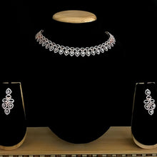 Rose Gold Zircon/AD Necklace Set 13159-9956 - Dazzles Jewellery