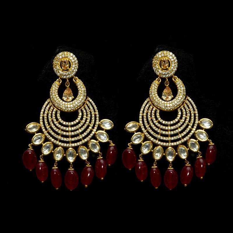 Ruby Zircon/AD With Kundan Earring - Dazzles Jewellery