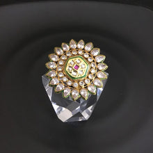 Ruby Polki Adjustable Cocktail Ring 13344-0337 - Dazzles Jewellery