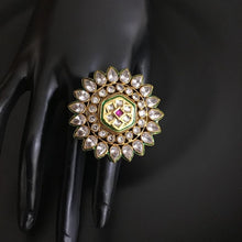 Ruby Polki Adjustable Cocktail Ring 13344-0337 - Dazzles Jewellery