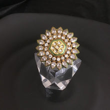 White Kundan Polki Adjustable Cocktail Ring 13344-0339 - Dazzles Jewellery