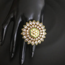 White Kundan Polki Adjustable Cocktail Ring 13344-0339 - Dazzles Jewellery