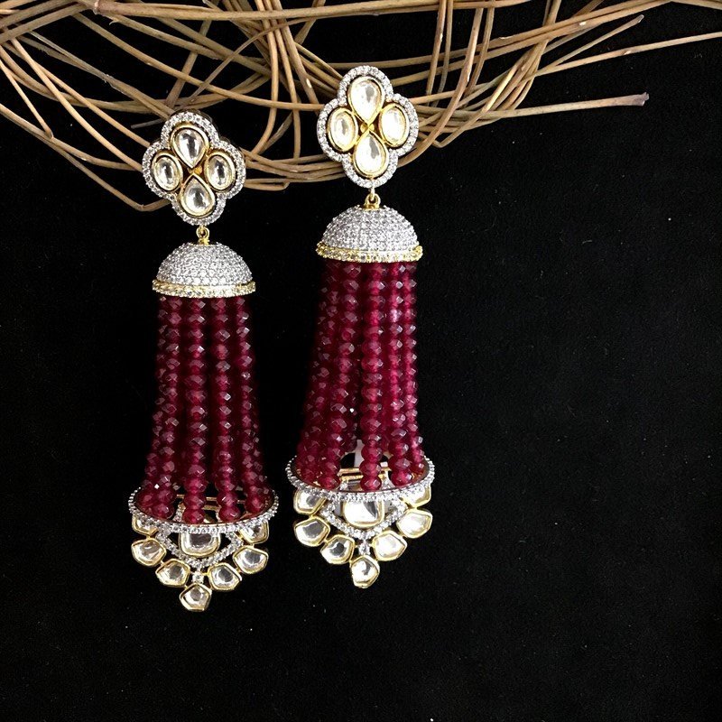Ruby Zircon/AD Earring 1346-5411 - Dazzles Jewellery