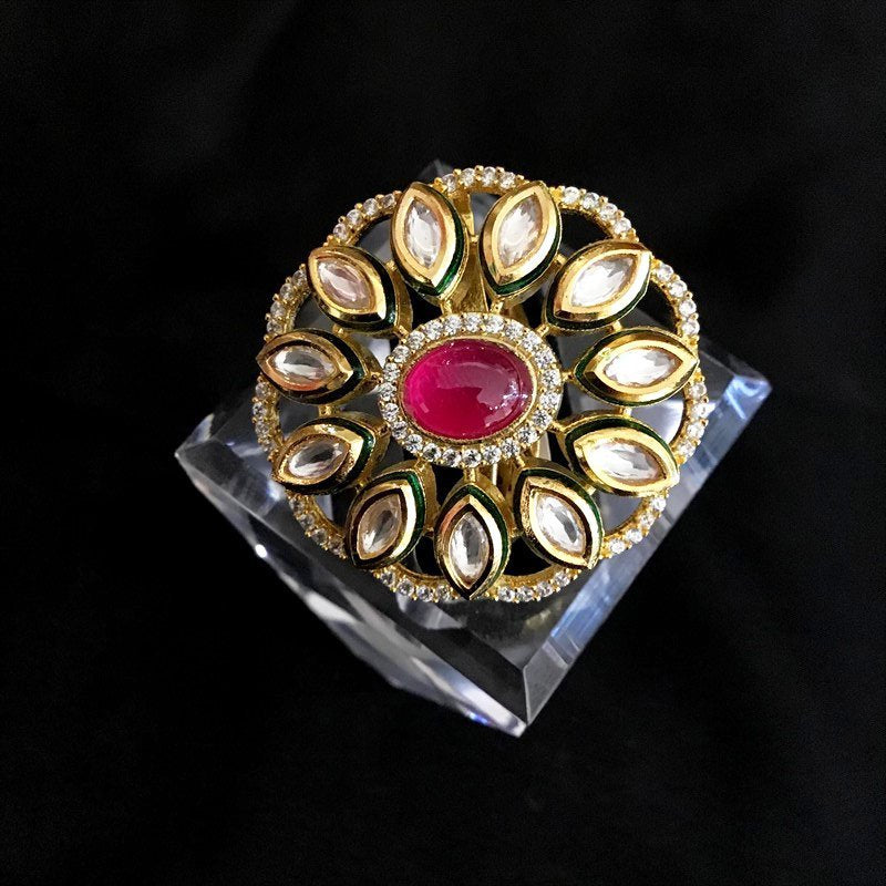 Kundan Cocktail Adjustable  Ring 1379-5444 - Dazzles Jewellery