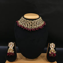 Traditional Kundan Choker Set With Ruby Beads Latkan - Matching Jhumki