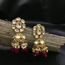 Jhumki Of Traditional Kundan Choker Set With Ruby Beads Latkan