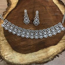 Silver Zircon/AD Choker Set - Dazzles Jewellery