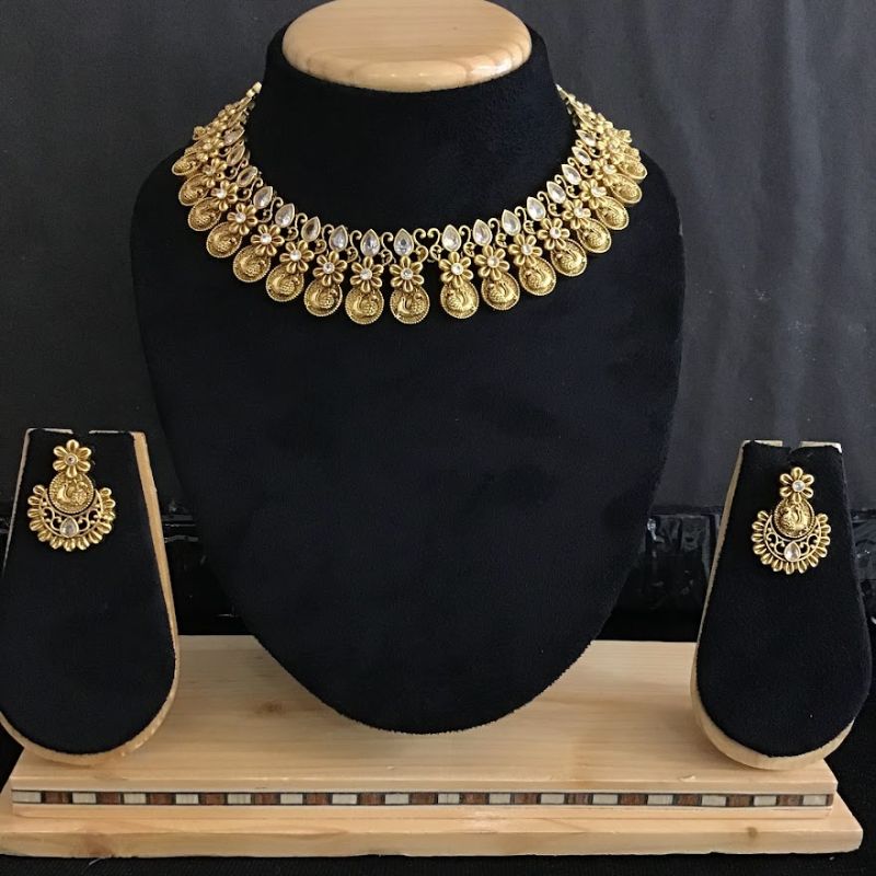 Antique Finish Round Necklace Set - Dazzles Jewellery
