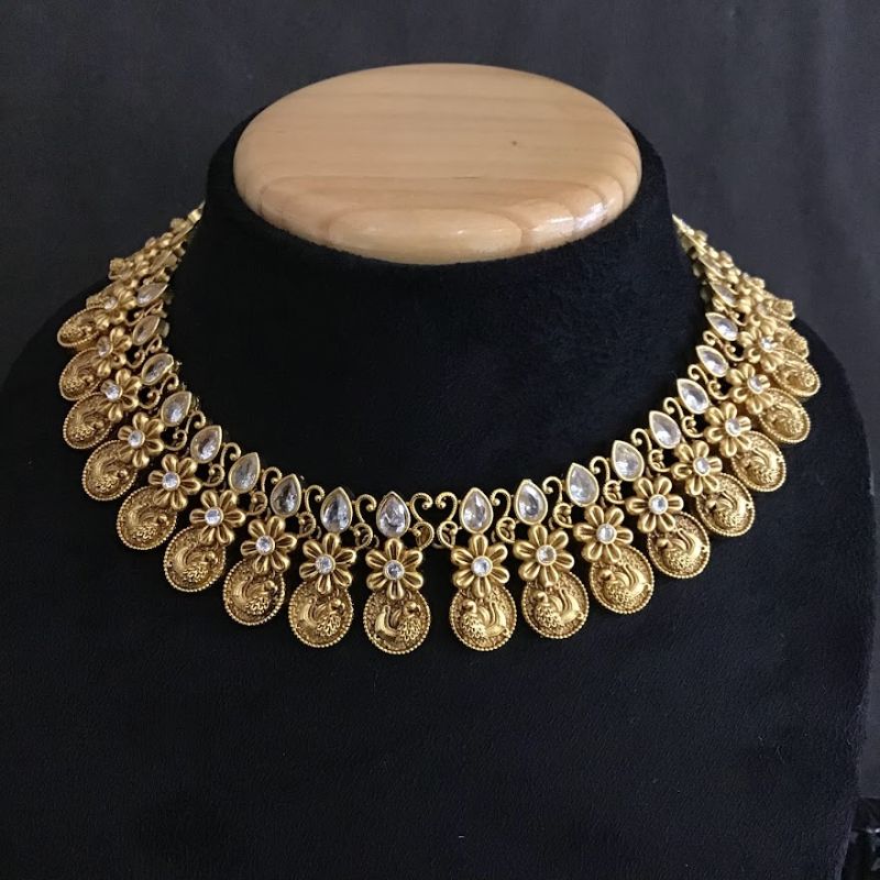 Antique Finish Round Necklace Set - Dazzles Jewellery