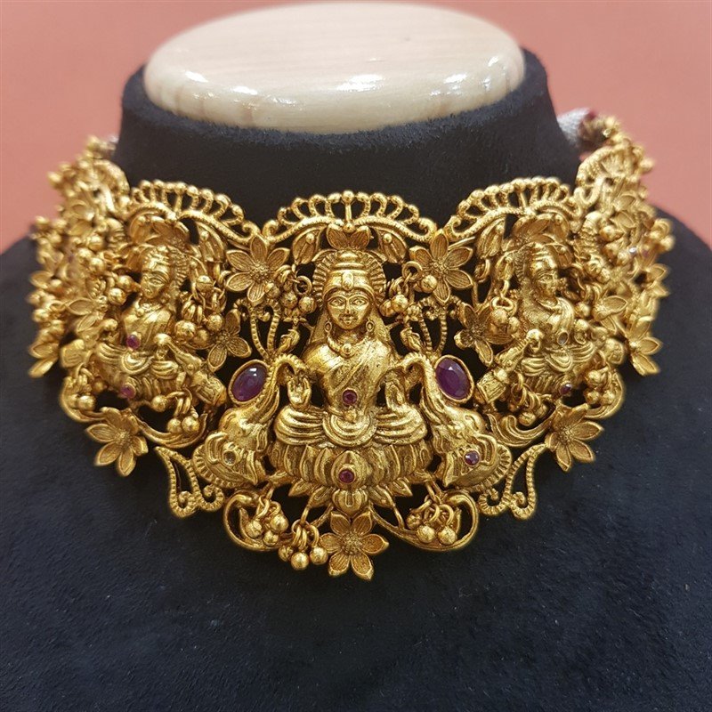 Ruby Temple Choker Set 1641-5706 - Dazzles Jewellery