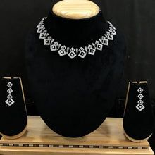 Silver Finish Round Zircon/AD Necklace Set - Dazzles Jewellery