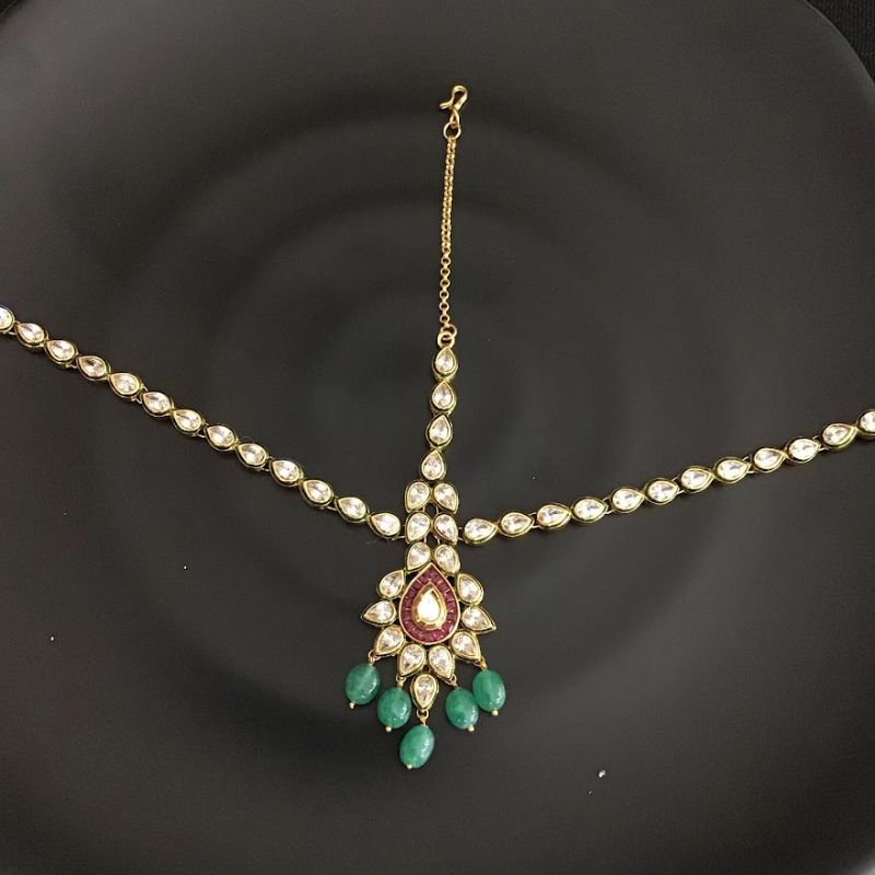 Ruby Green Polki Mathapatti - Dazzles Jewellery