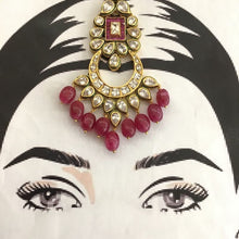 Kundan Polki Ruby Maang Tikka 16775-3923 - Dazzles Jewellery