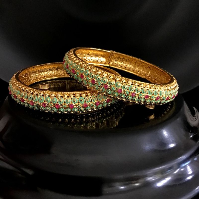 Green gold bangles deals