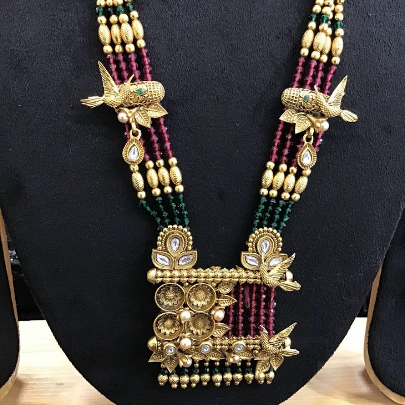 Stylish Antique Gold Finish Pendant Set 17033-4181 - Dazzles Jewellery