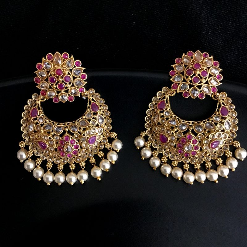 Ruby Gold Look Earring 1786-5851 - Dazzles Jewellery