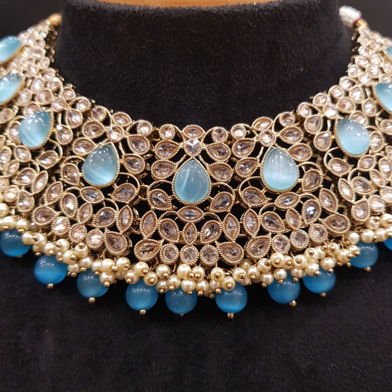 Firozi Antique Necklace Set 18131-5313 - Dazzles Jewellery