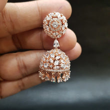 Rose Gold Zircon/AD Earring 18399-5581 - Dazzles Jewellery