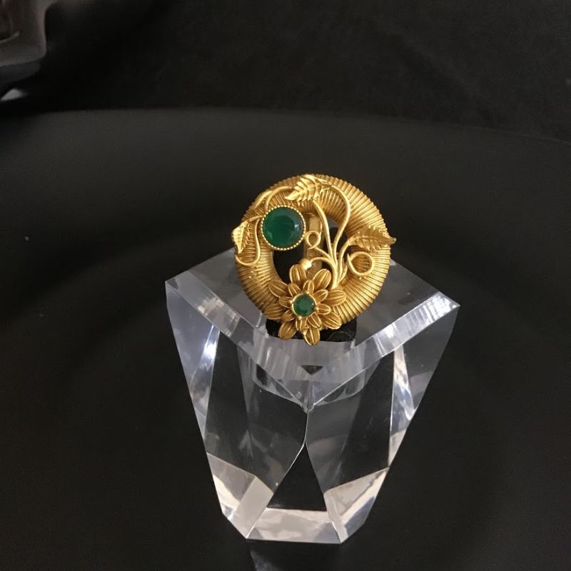 Green Cocktail Ring in Antique Gold Finish 1841-5906 - Dazzles Jewellery