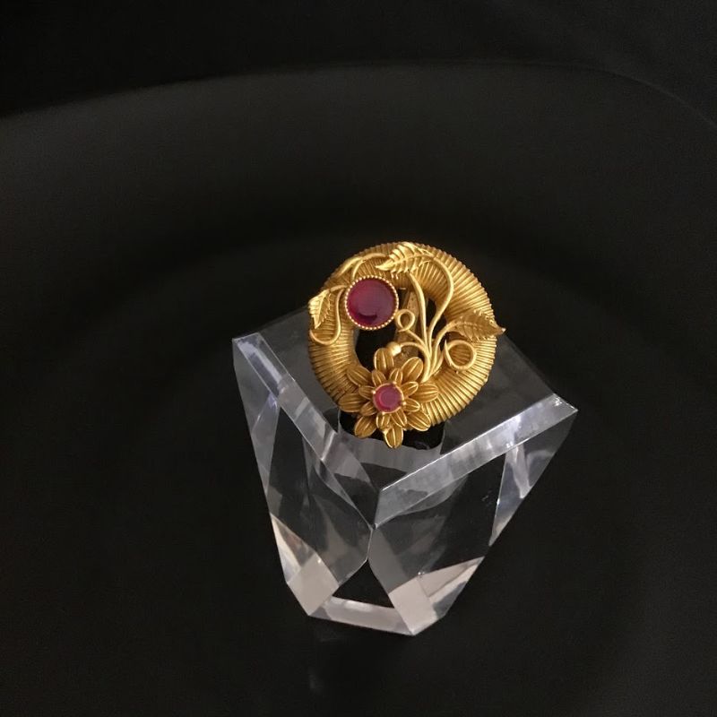 Ruby Antique Gold Finish Cocktail Ring 1842-5907 - Dazzles Jewellery
