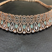 Mint Green Zircon/AD Choker Set 18478-5660 - Dazzles Jewellery