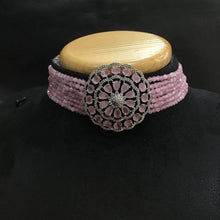 Pink Zircon/AD Choker Set 18522-5704 - Dazzles Jewellery