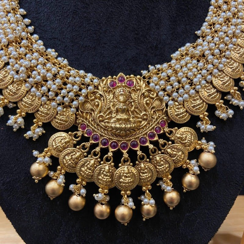 Gold Temple Necklace Set - Dazzles Jewellery