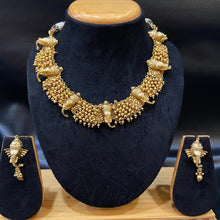 Designer Lord Ganesh Round neck temple set - Dazzles Jewellery