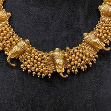 Designer Lord Ganesh Round neck temple set - Dazzles Jewellery