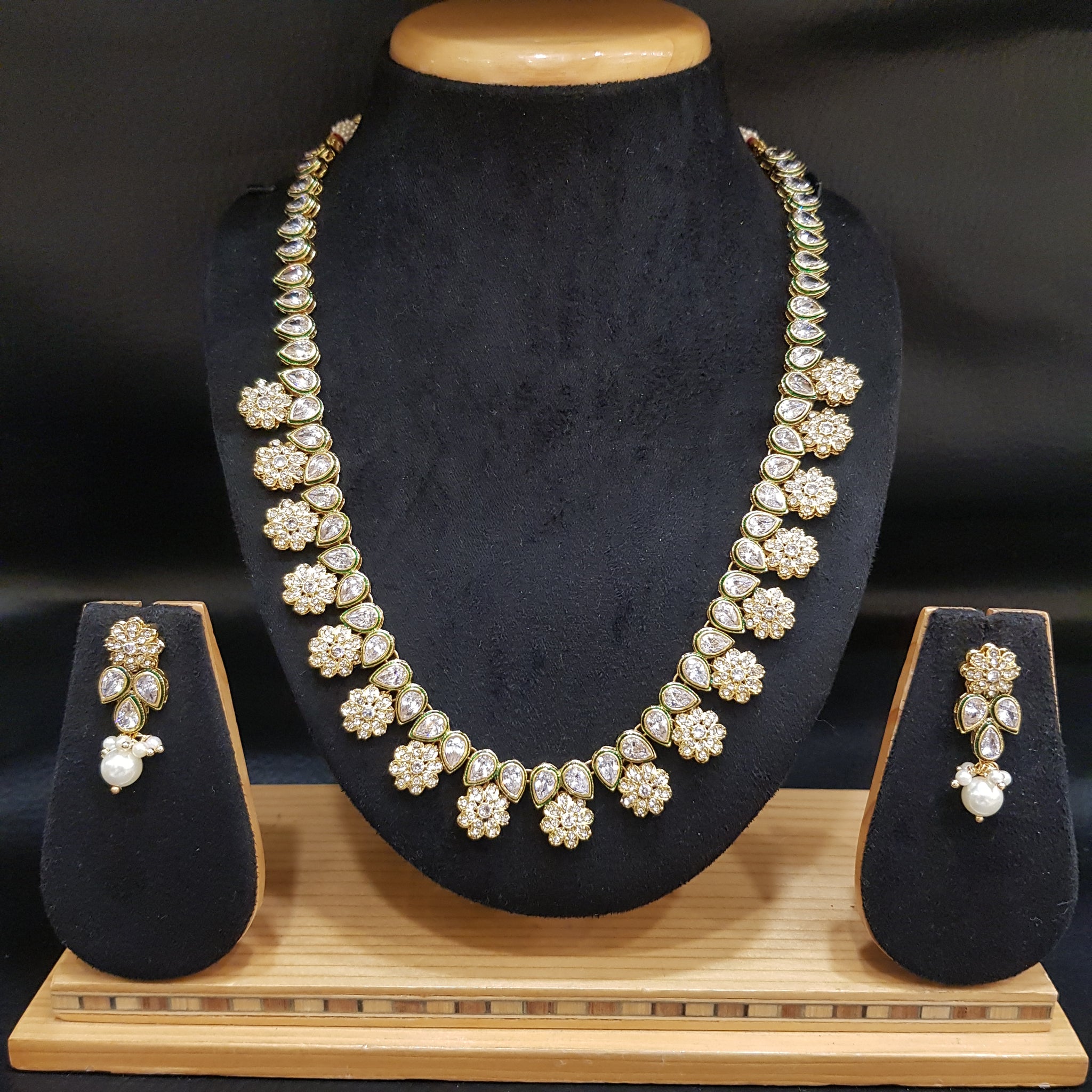 Polki Necklace Set 1004-21 - Dazzles Jewellery