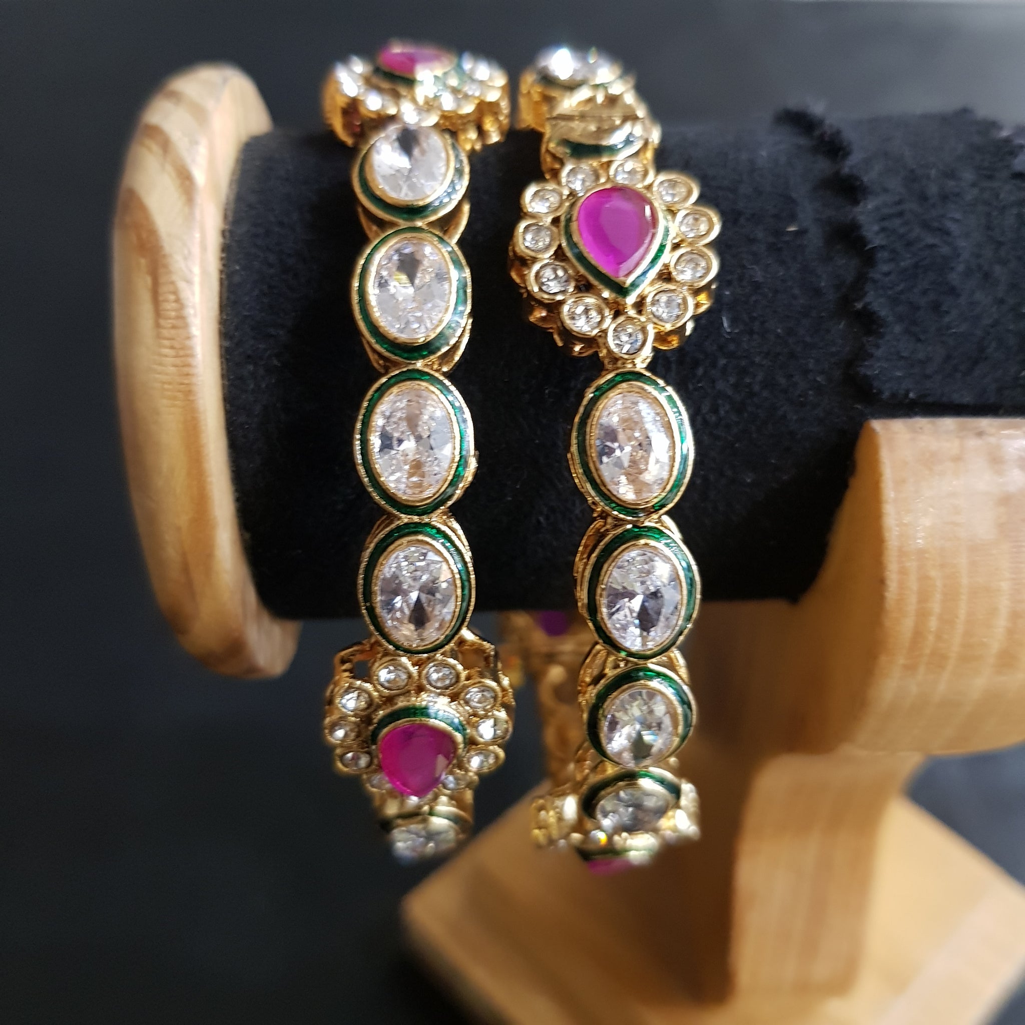 Ruby Polki Bangles 1073-21 - Dazzles Jewellery