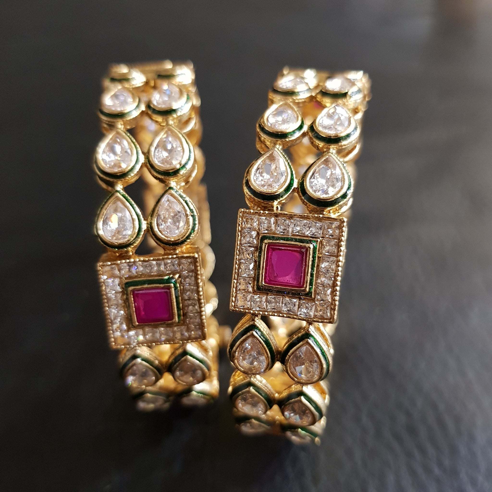 Ruby Polki Kada 1072-21 - Dazzles Jewellery