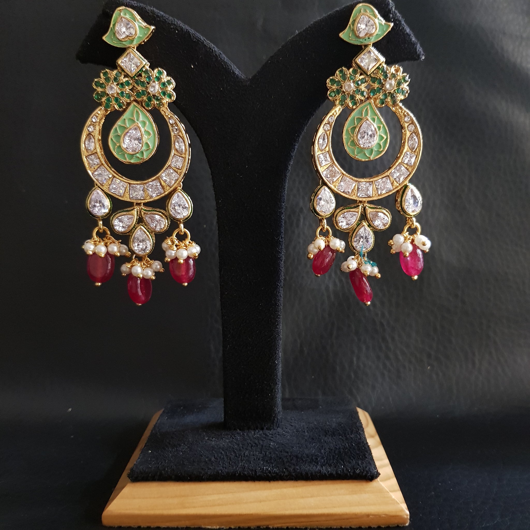 Polki Chandbali Earring 1027-21 - Dazzles Jewellery