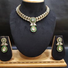 Round Neck Polki Necklace Set 1000-21 - Dazzles Jewellery