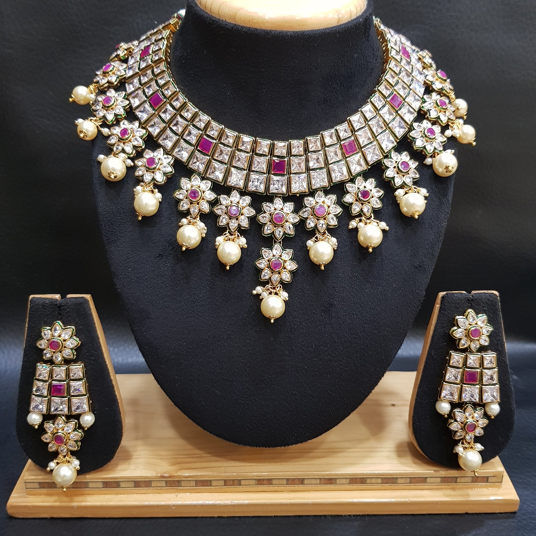 Polki Necklace Set 1013-21 - Dazzles Jewellery