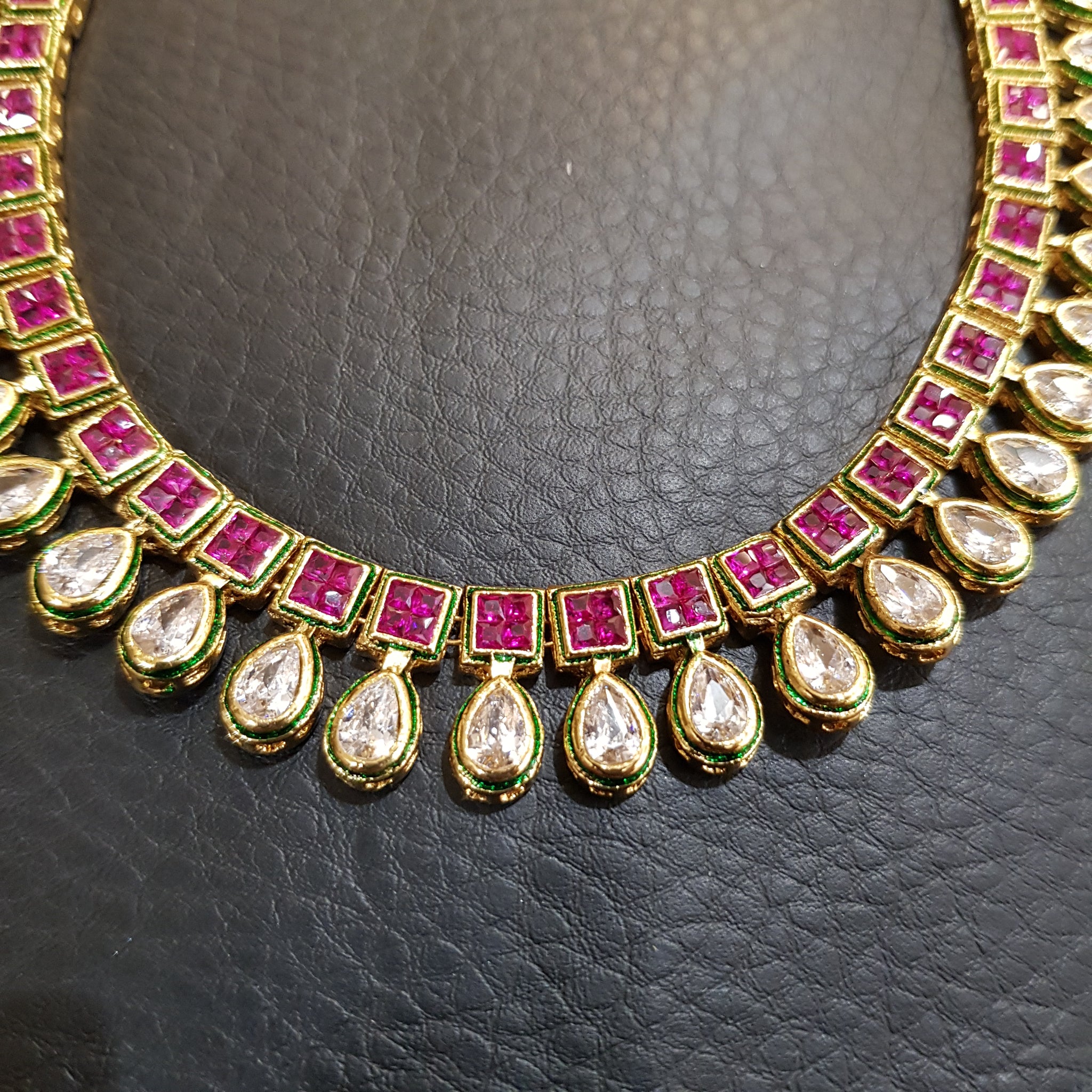 Ruby Color Polki Payal - Dazzles Jewellery