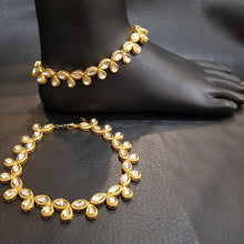 White Kundan Payal - Dazzles Jewellery