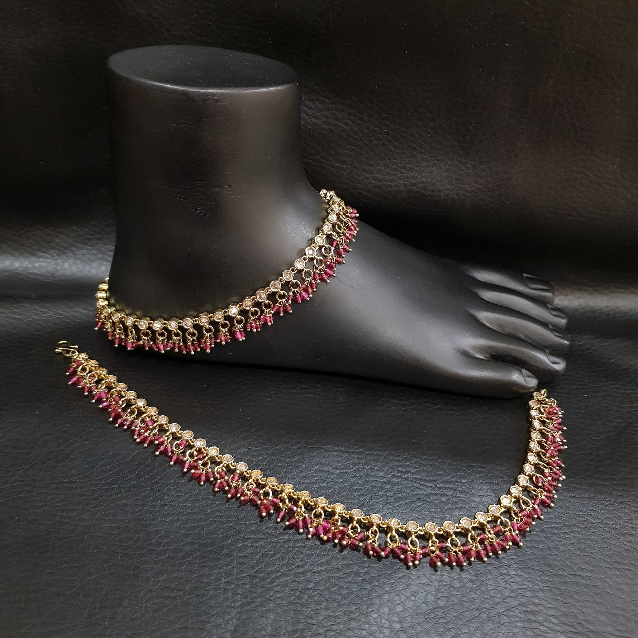 Mehandi Polish Ruby Color Designer Payal - Dazzles Jewellery