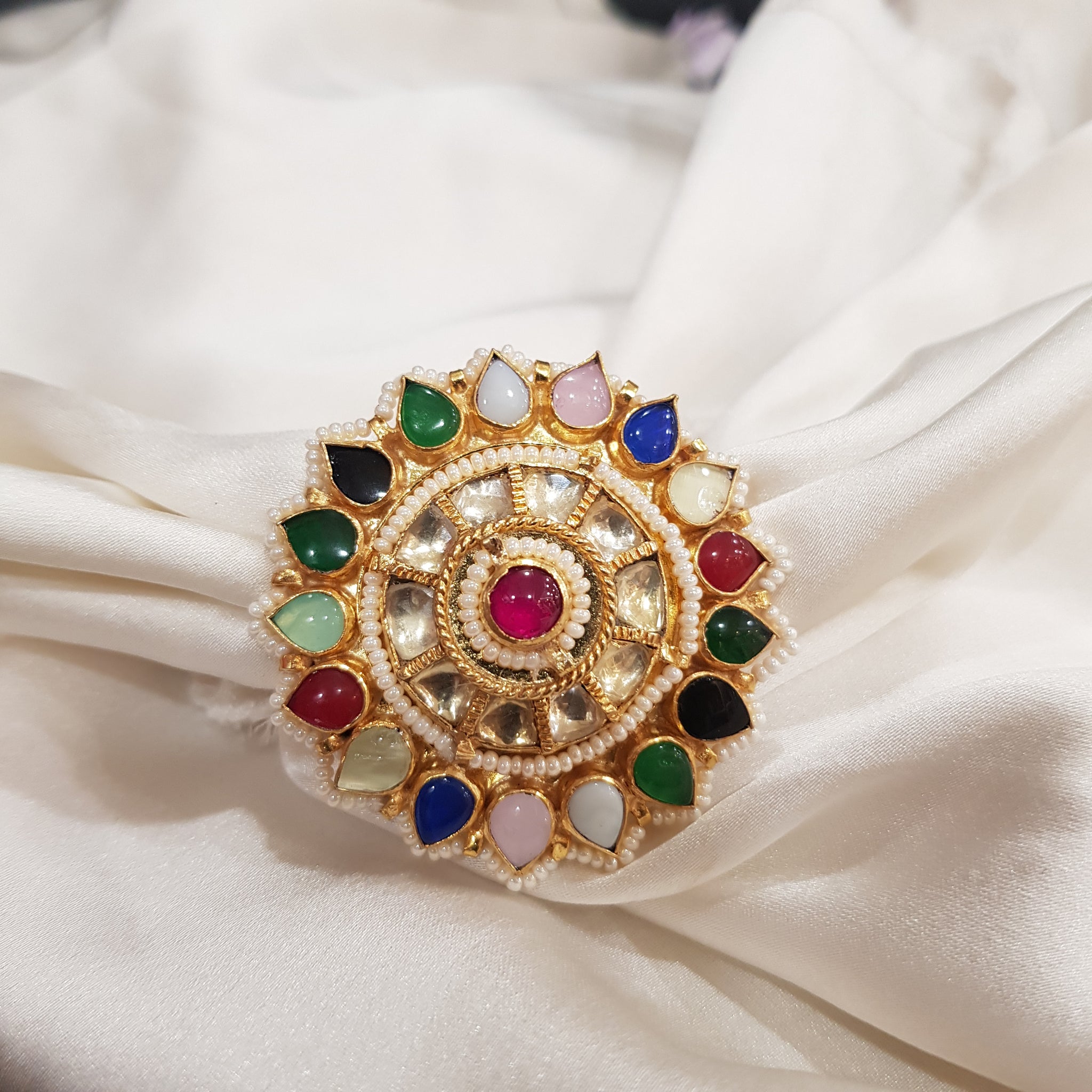Kundan Adjustable Ring 1348-56 - Dazzles Jewellery