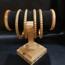 4 Gold Polish Bangles Set 19558 - Dazzles Jewellery