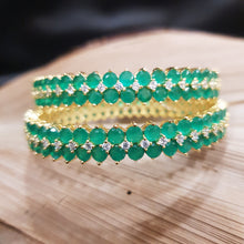 Green CZ American Diamond Bangles 15380 - Dazzles Jewellery