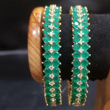 Green CZ American Diamond Bangles 15380 - Dazzles Jewellery