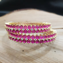 2 Zircon/AD Bangles in Ruby Color 15377 - Dazzles Jewellery