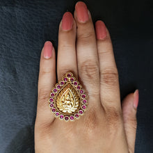 Antique Gold Finish Tample Adjustable Ring 1582-28 - Dazzles Jewellery