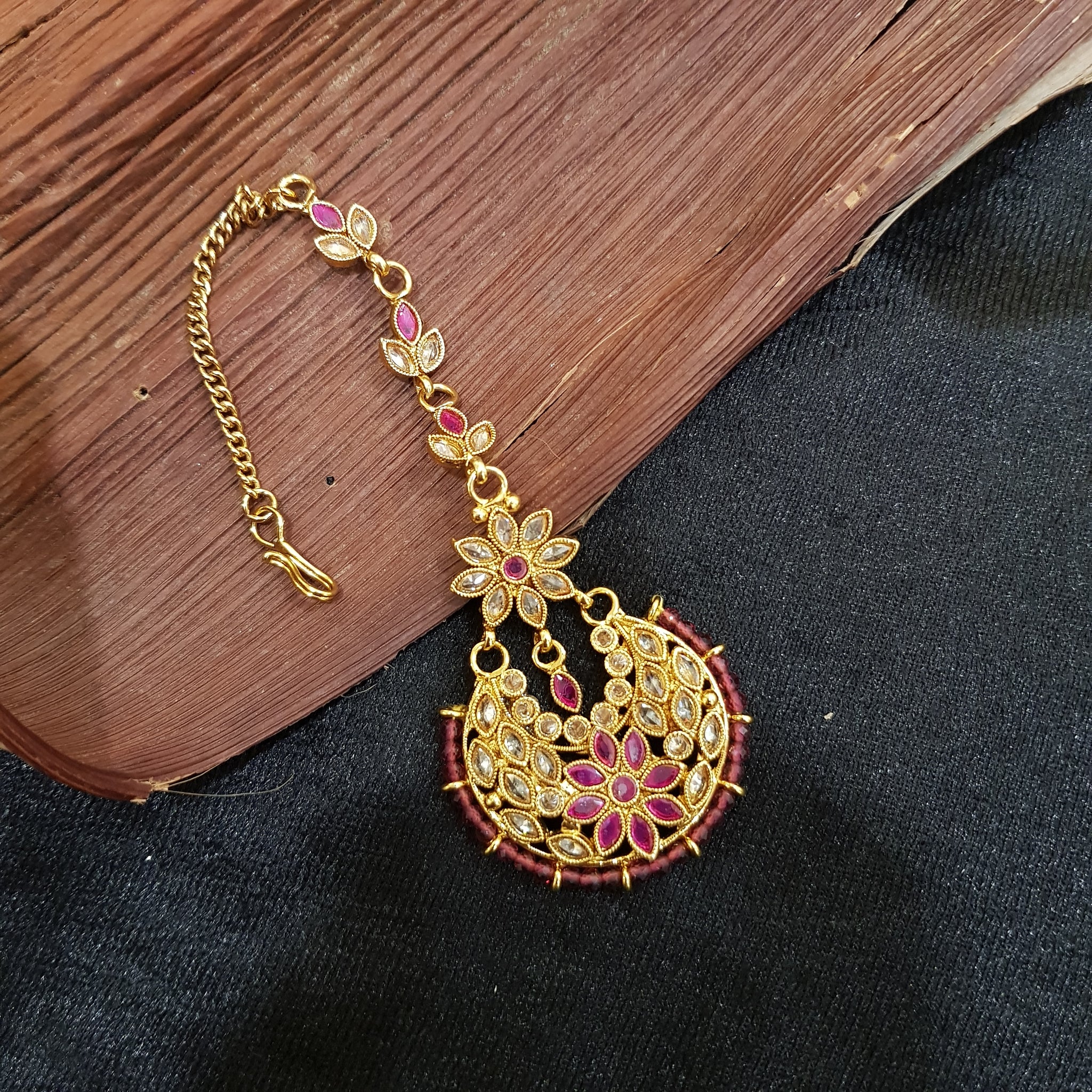 Polki Maang Tikka 1577-28 - Dazzles Jewellery
