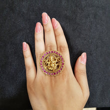 Antique Gold Finish Tample Adjustable Ring 1612-28 - Dazzles Jewellery
