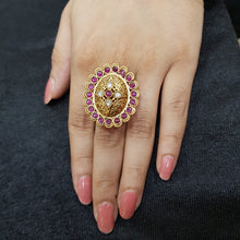 Antique Gold Finish Adjustable Ring 1609-28 - Dazzles Jewellery