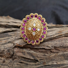 Antique Gold Finish Adjustable Ring 1609-28 - Dazzles Jewellery